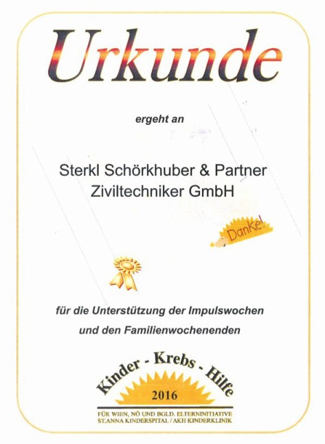 Urkunde Kinder-Krebs-Hilfe